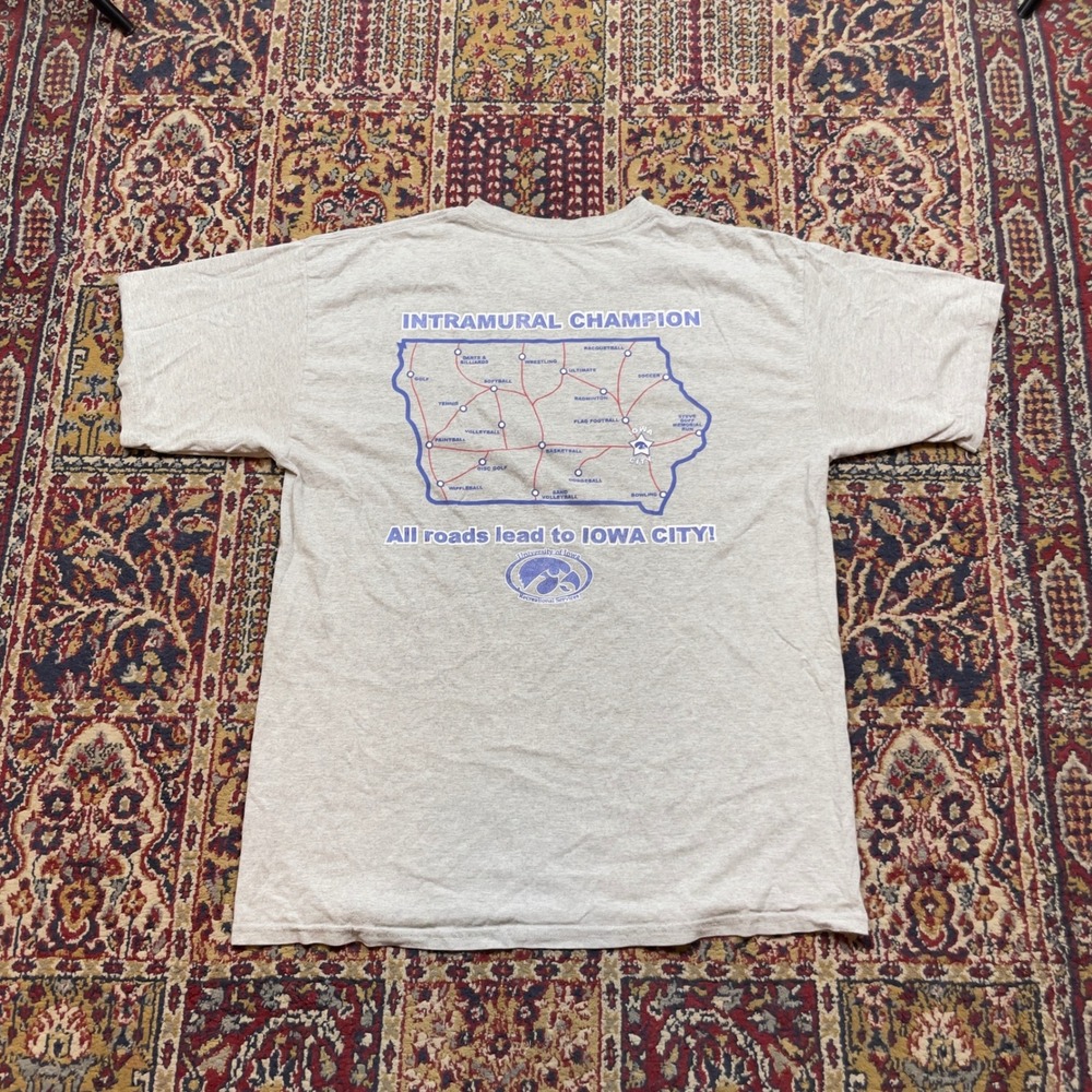VTG 2003 University of‎ Iowa Hawkeyes Intramural Champion Road T Shirt Gray XL